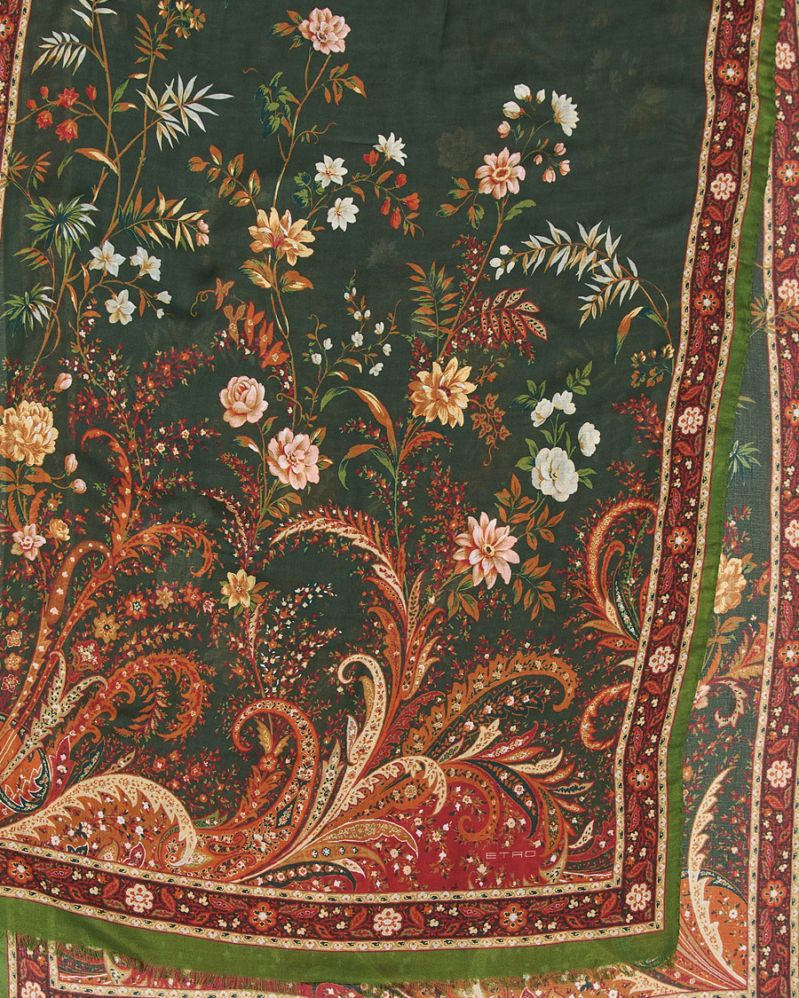 Mies | Etro Modal/Cashmere Printed Scarf Green/Burgundy | Etro | Modal/Cashmere Printed Scarf Green/Burgundy