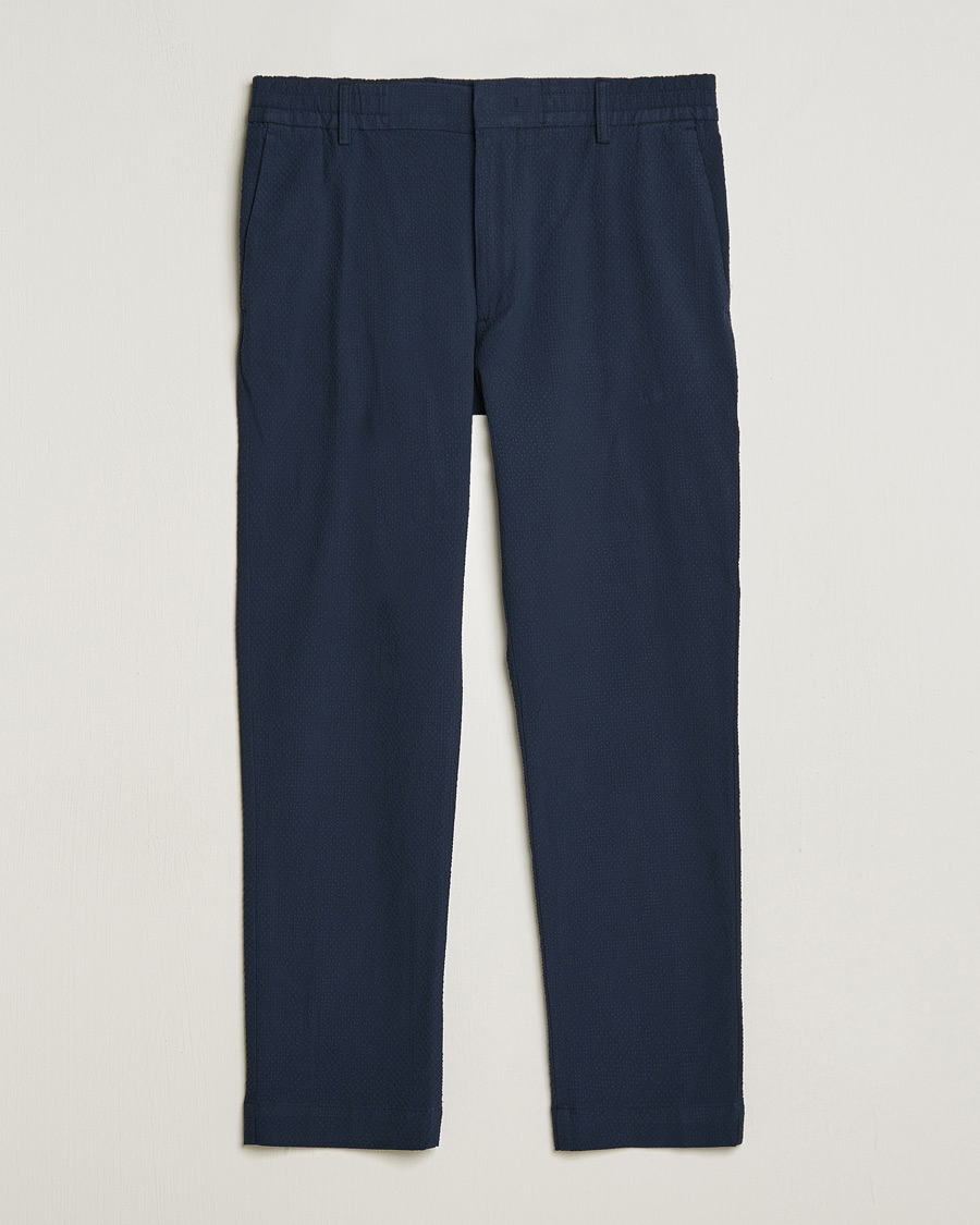 Mies | Housut | NN07 | Billie Seersucker Drawstring Trousers Navy Blue