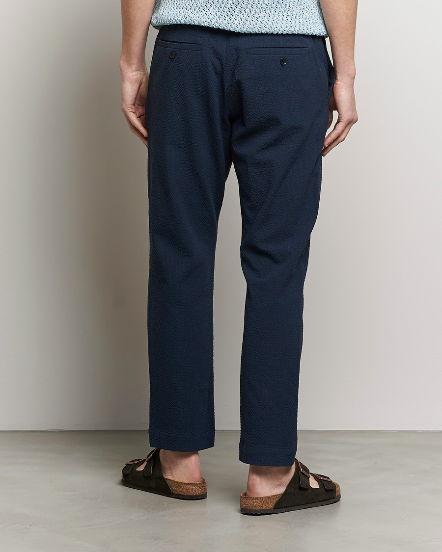 Mies | Housut | NN07 | Billie Seersucker Drawstring Trousers Navy Blue