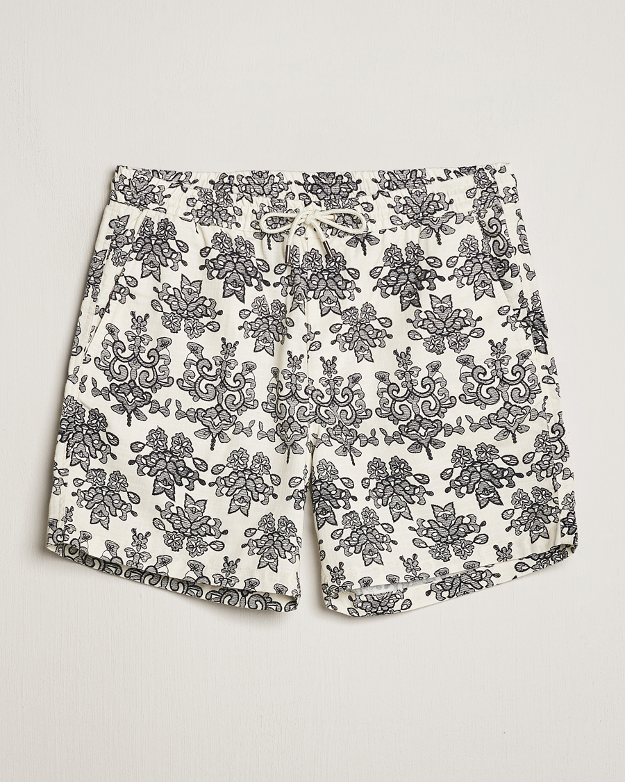 Mies | Shortsit | NN07 | Gregor Printed Drawstring Shorts Off White/Black