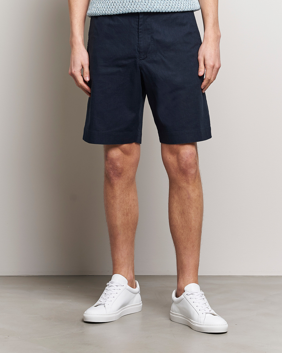 Mies | Vaatteet | NN07 | Billie Linen Shorts Navy Blue