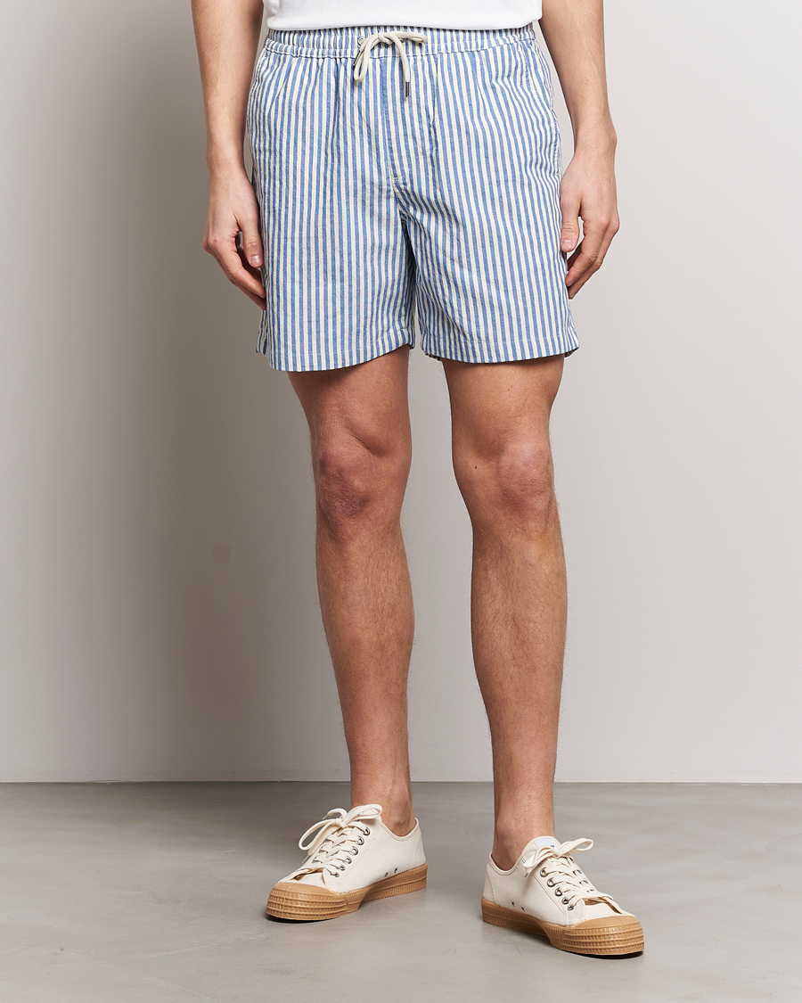 Men | NN07 | NN07 | Gregor Striped Drawstring Shorts Blue/White