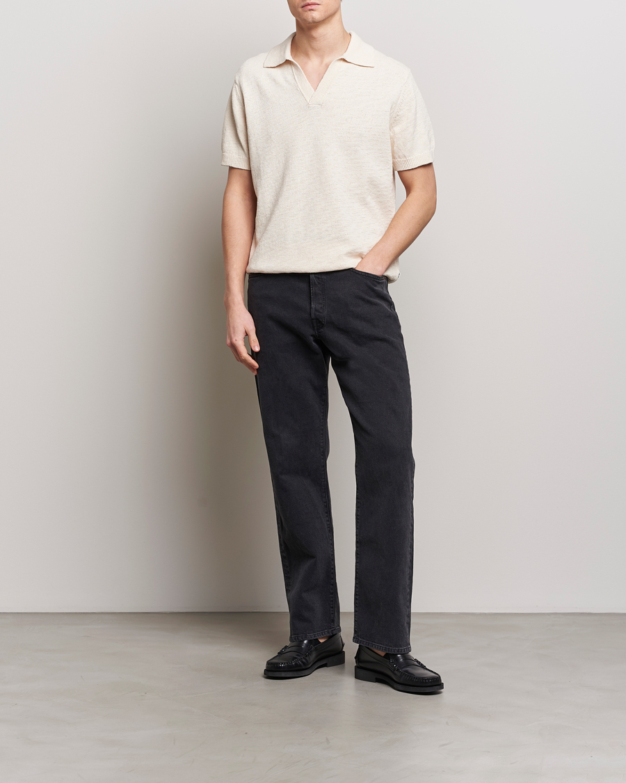 Mies | Pikeet | NN07 | Ryan Open Collar Knitted Polo Off White