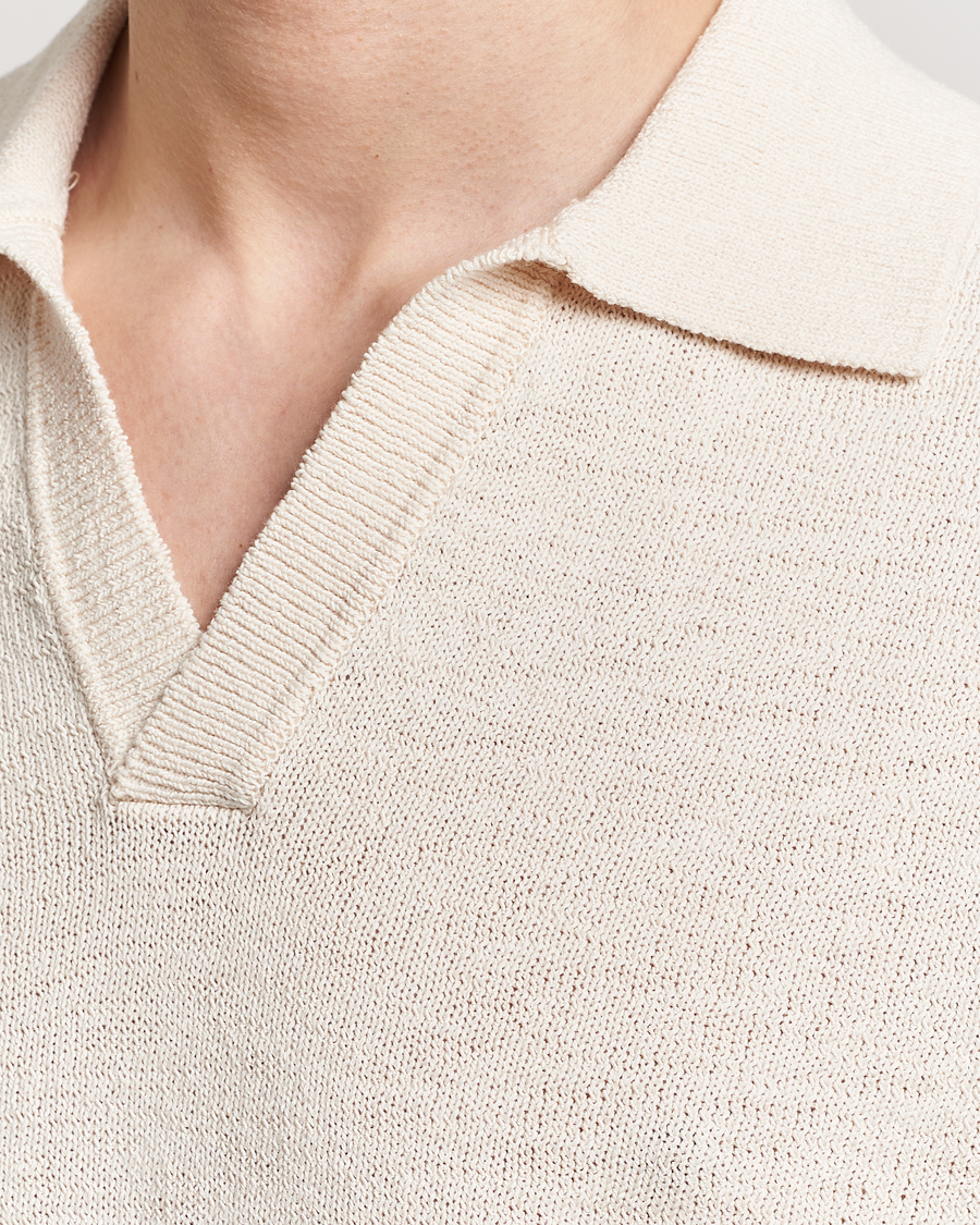 Mies | Pikeet | NN07 | Ryan Open Collar Knitted Polo Off White