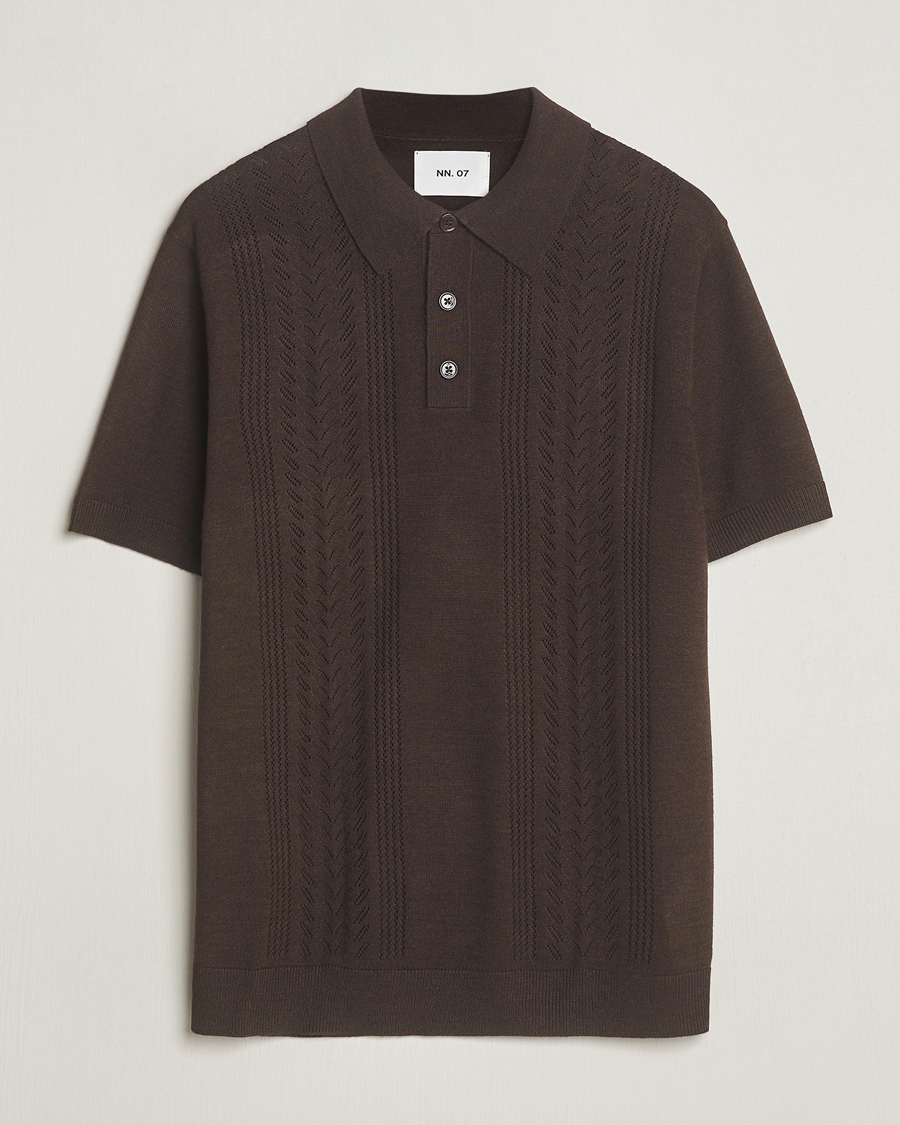 Mies | Pikeet | NN07 | Thor Knitted Polo Slate Brown