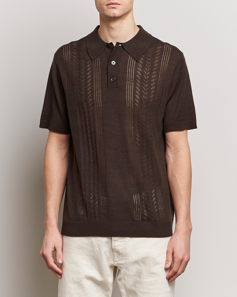 Mies | Pikeet | NN07 | Thor Knitted Polo Slate Brown