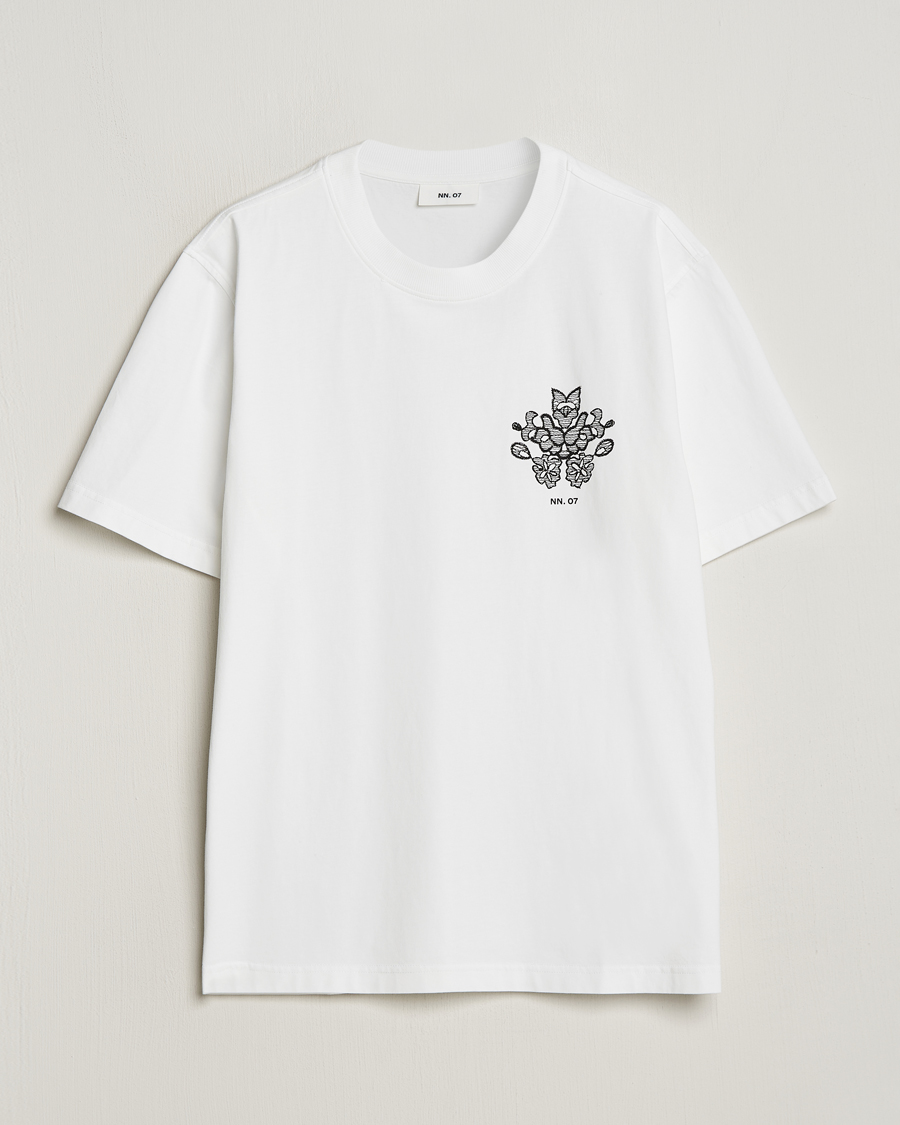 Mies | T-paidat | NN07 | Adam Printed Crew Neck T-Shirt White
