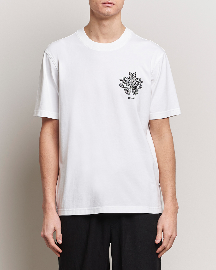 Mies | T-paidat | NN07 | Adam Printed Crew Neck T-Shirt White