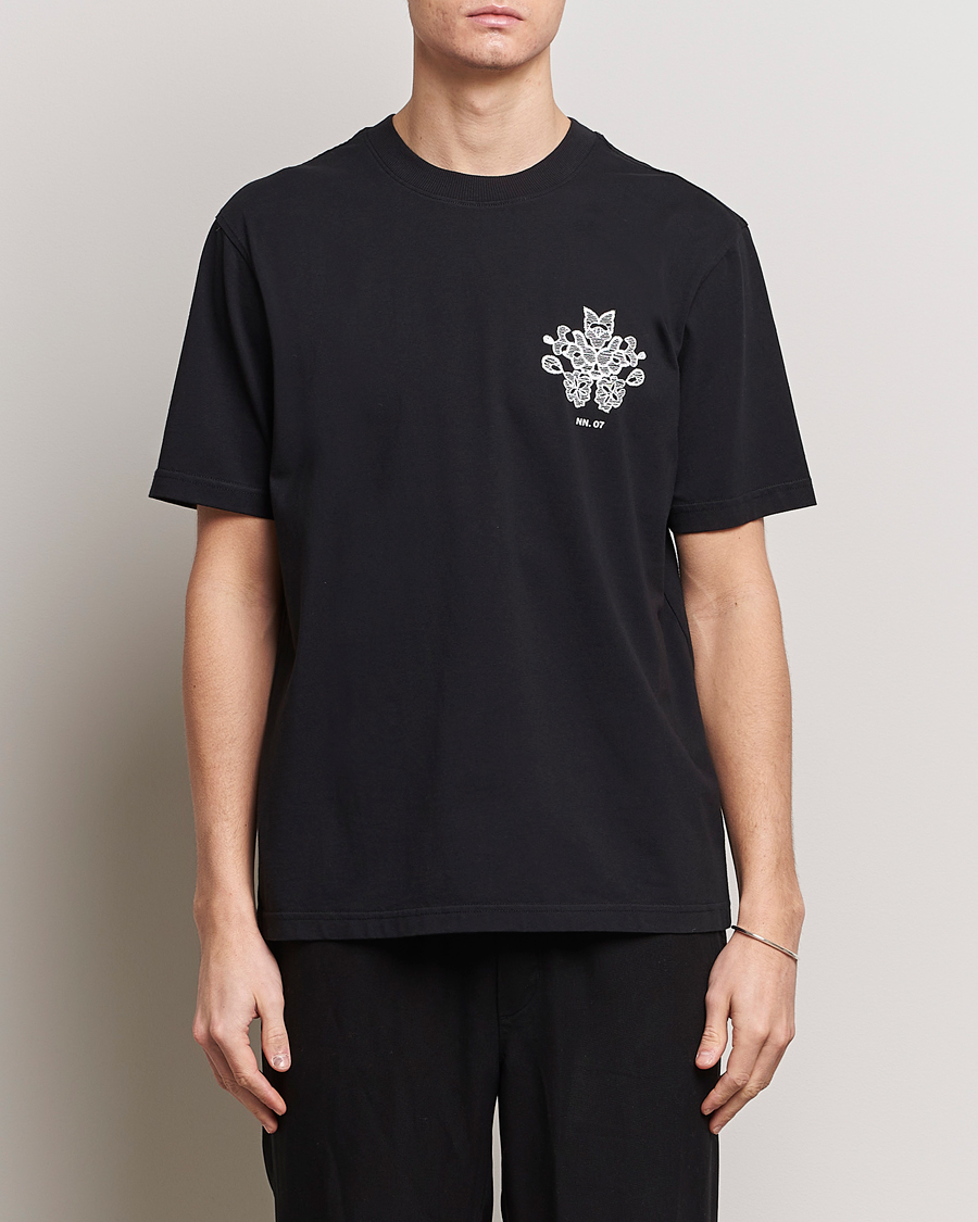 Mies | T-paidat | NN07 | Adam Printed Crew Neck T-Shirt Black