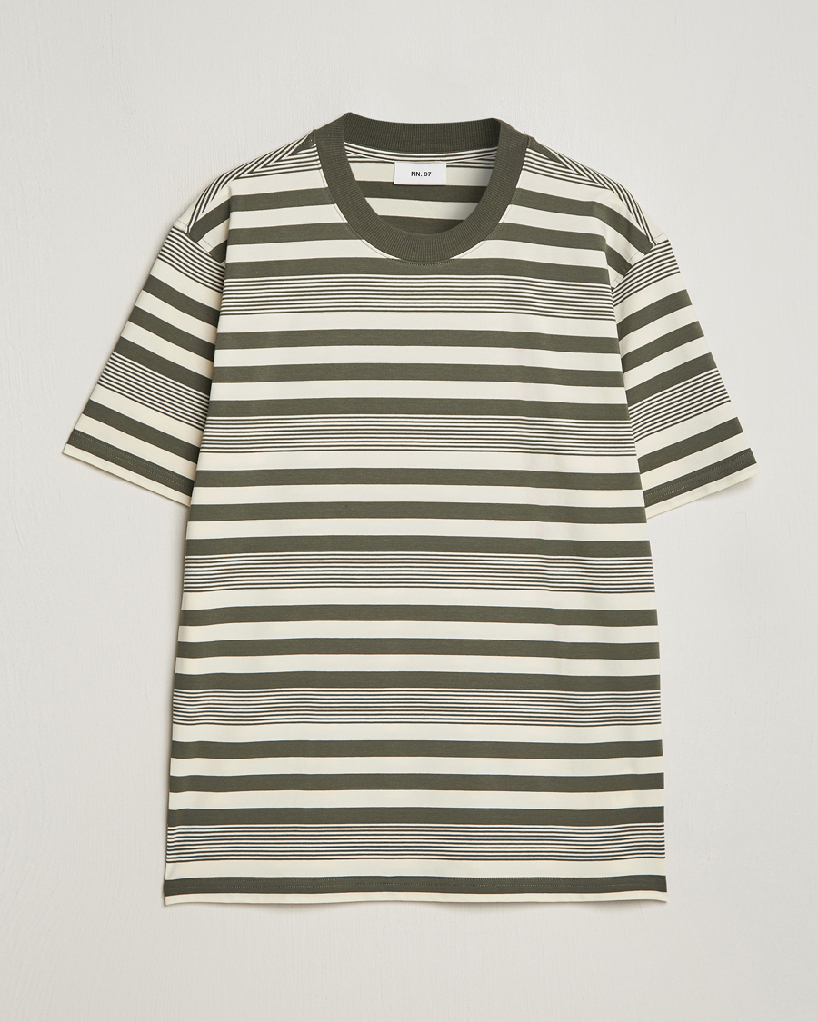 Mies | T-paidat | NN07 | Adam Striped Crew Neck T-Shirt Capers Green