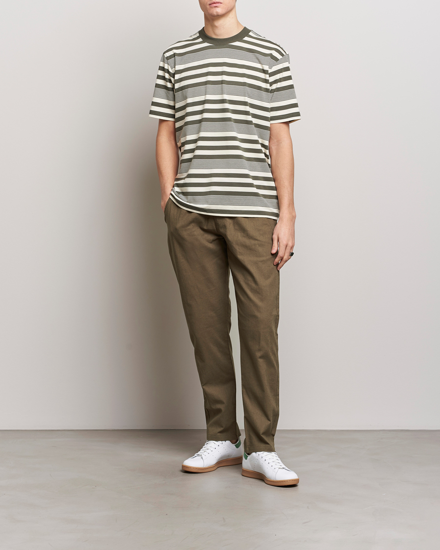 Mies | T-paidat | NN07 | Adam Striped Crew Neck T-Shirt Capers Green