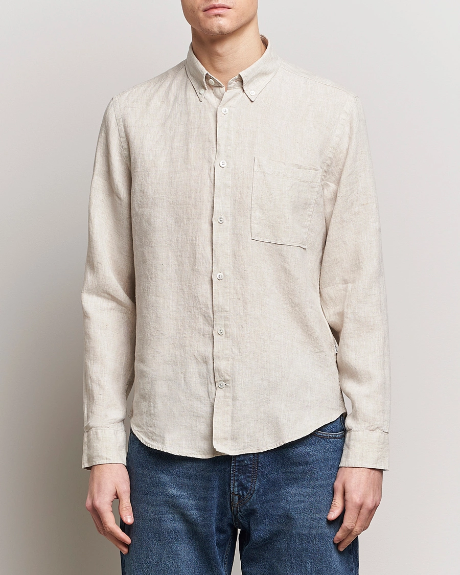 Mies |  | NN07 | Arne Linen Shirt Oat