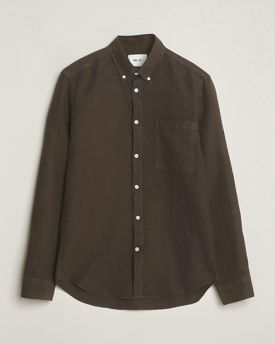 Mies | Kauluspaidat | NN07 | Arne Linen Shirt Demitasse Brown