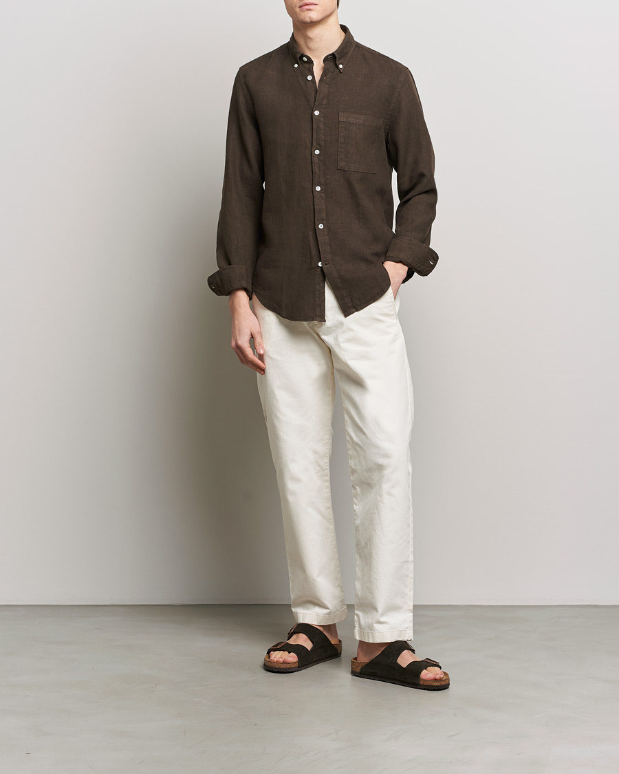 Mies | Kauluspaidat | NN07 | Arne Linen Shirt Demitasse Brown
