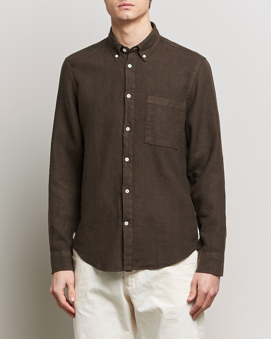Mies | Kauluspaidat | NN07 | Arne Linen Shirt Demitasse Brown