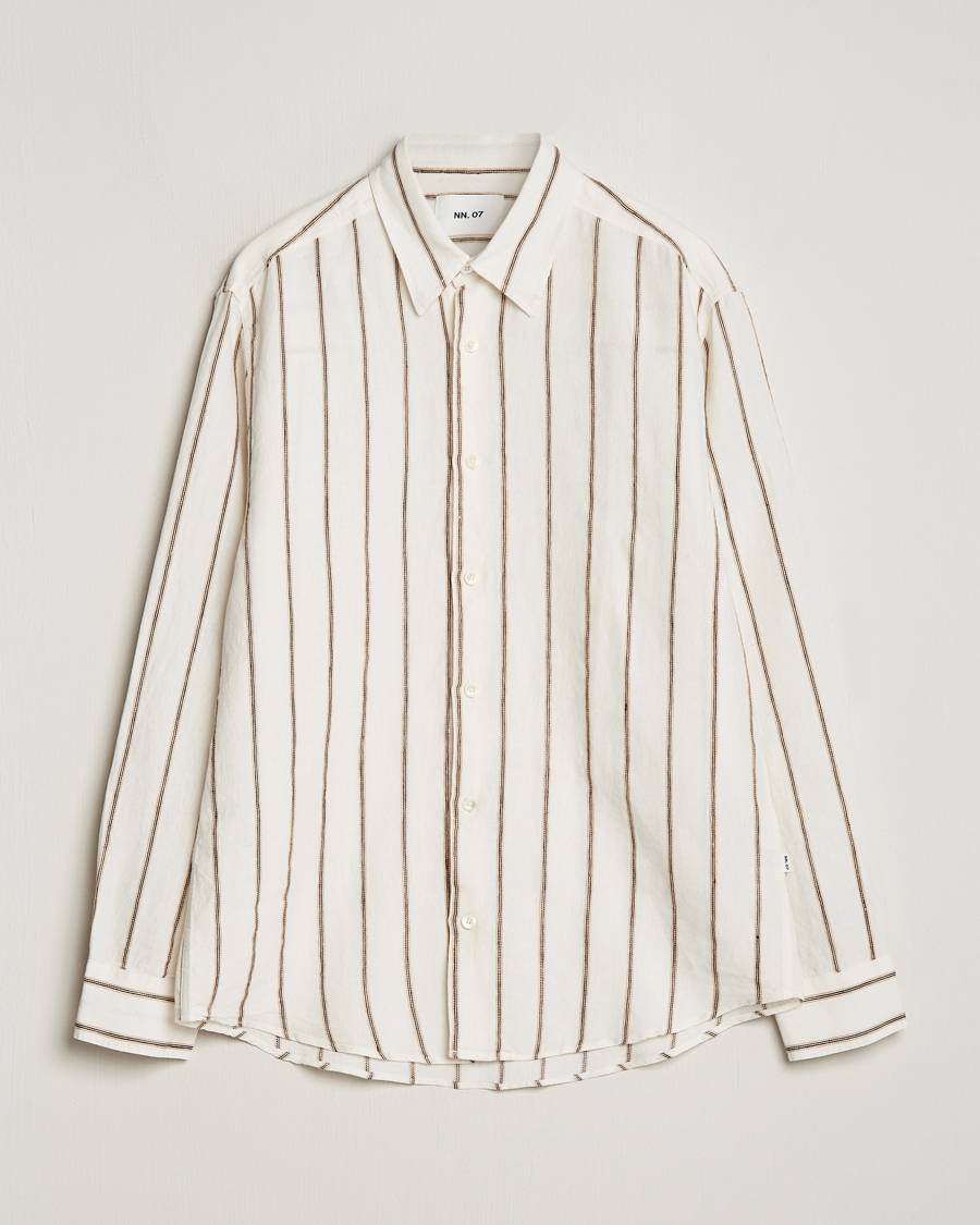 Mies | Kauluspaidat | NN07 | Quinsy Striped Linen Shirt Ecru Multi