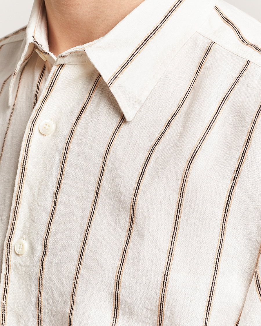 Mies | Kauluspaidat | NN07 | Quinsy Striped Linen Shirt Ecru Multi