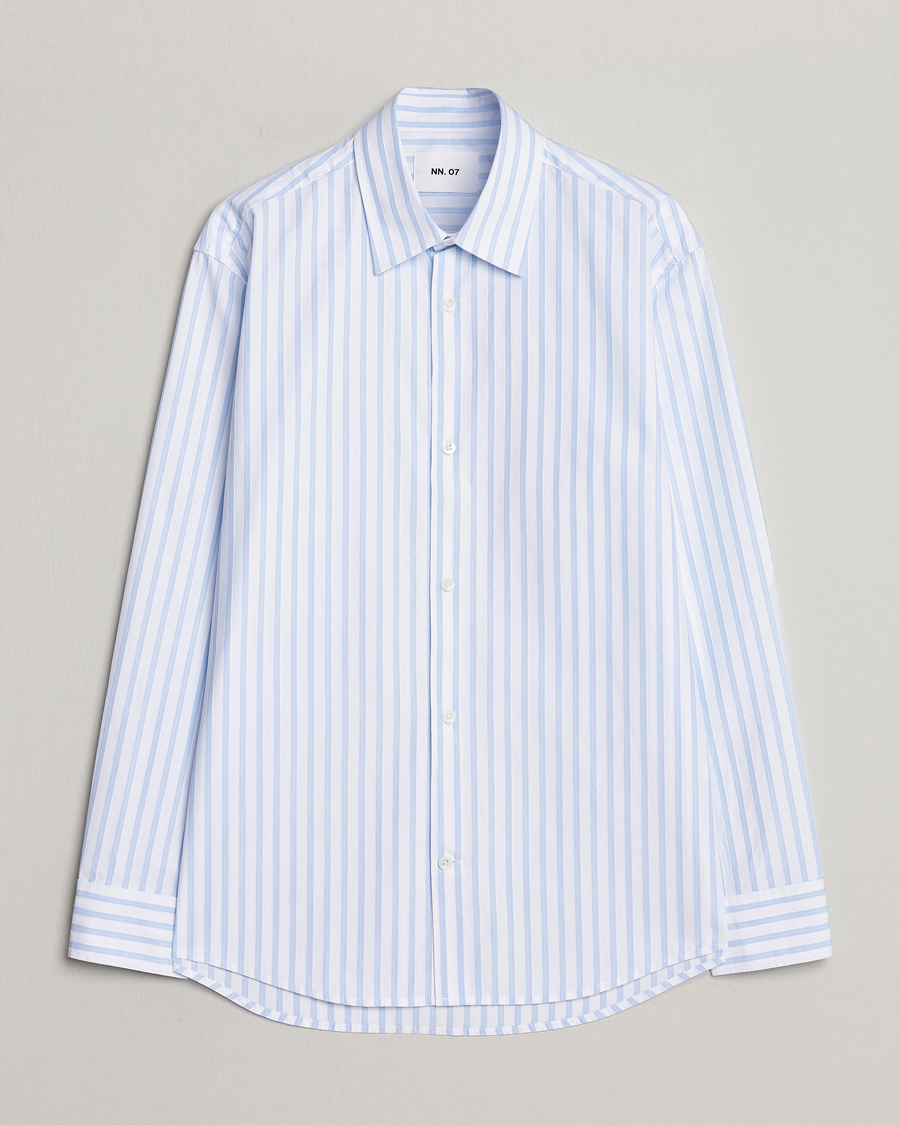 Mies | Kauluspaidat | NN07 | Freddy Poplin Striped Shirt Blue/White