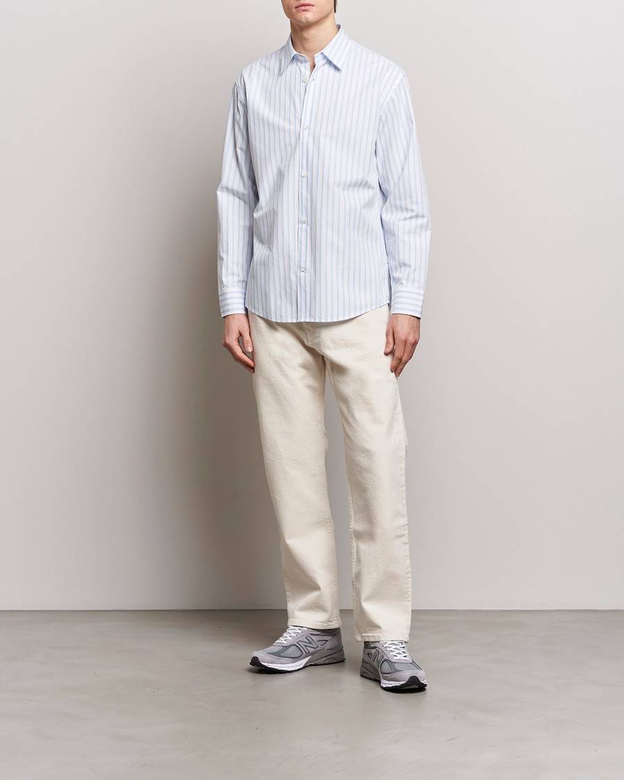 Mies | Kauluspaidat | NN07 | Freddy Poplin Striped Shirt Blue/White