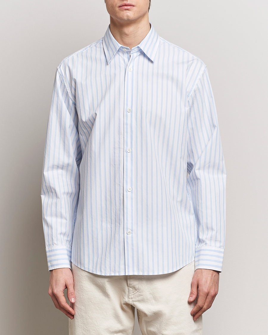 Mies | NN07 | NN07 | Freddy Poplin Striped Shirt Blue/White
