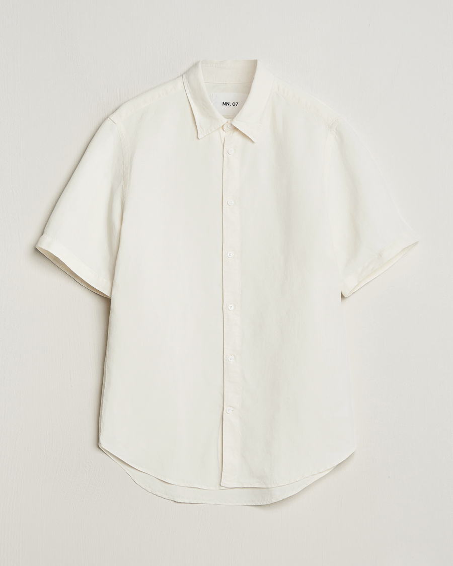 Mies | Kauluspaidat | NN07 | Arne Tencel/Linen Short Sleeve Shirt White