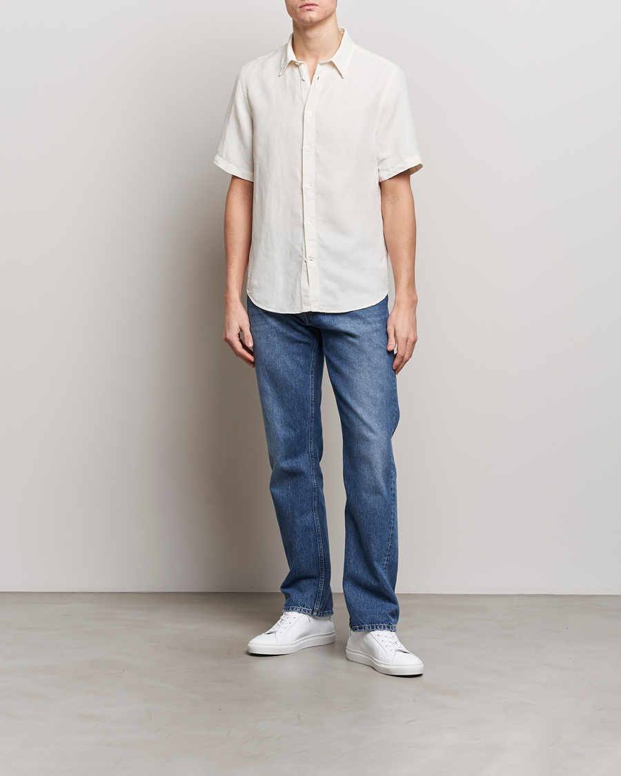 Mies | Kauluspaidat | NN07 | Arne Tencel/Linen Short Sleeve Shirt White
