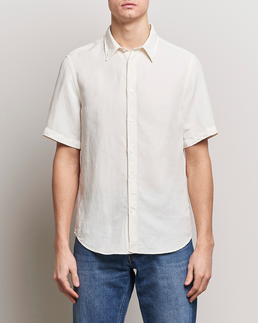Mies | Lyhythihaiset kauluspaidat | NN07 | Arne Tencel/Linen Short Sleeve Shirt White