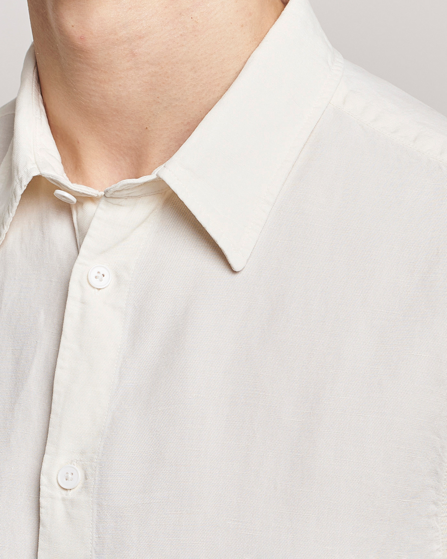 Mies | Kauluspaidat | NN07 | Arne Tencel/Linen Short Sleeve Shirt White