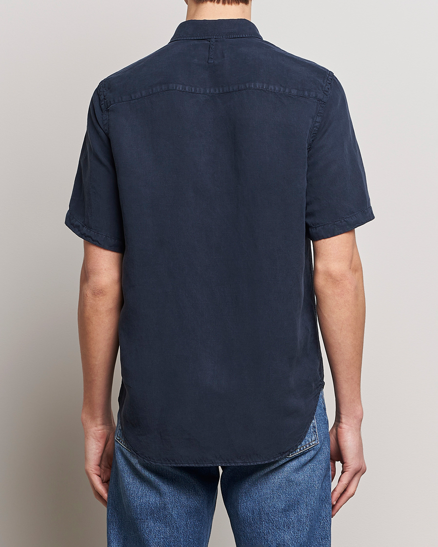 Mies | Kauluspaidat | NN07 | Arne Tencel/Linen Short Sleeve Shirt Navy Blue