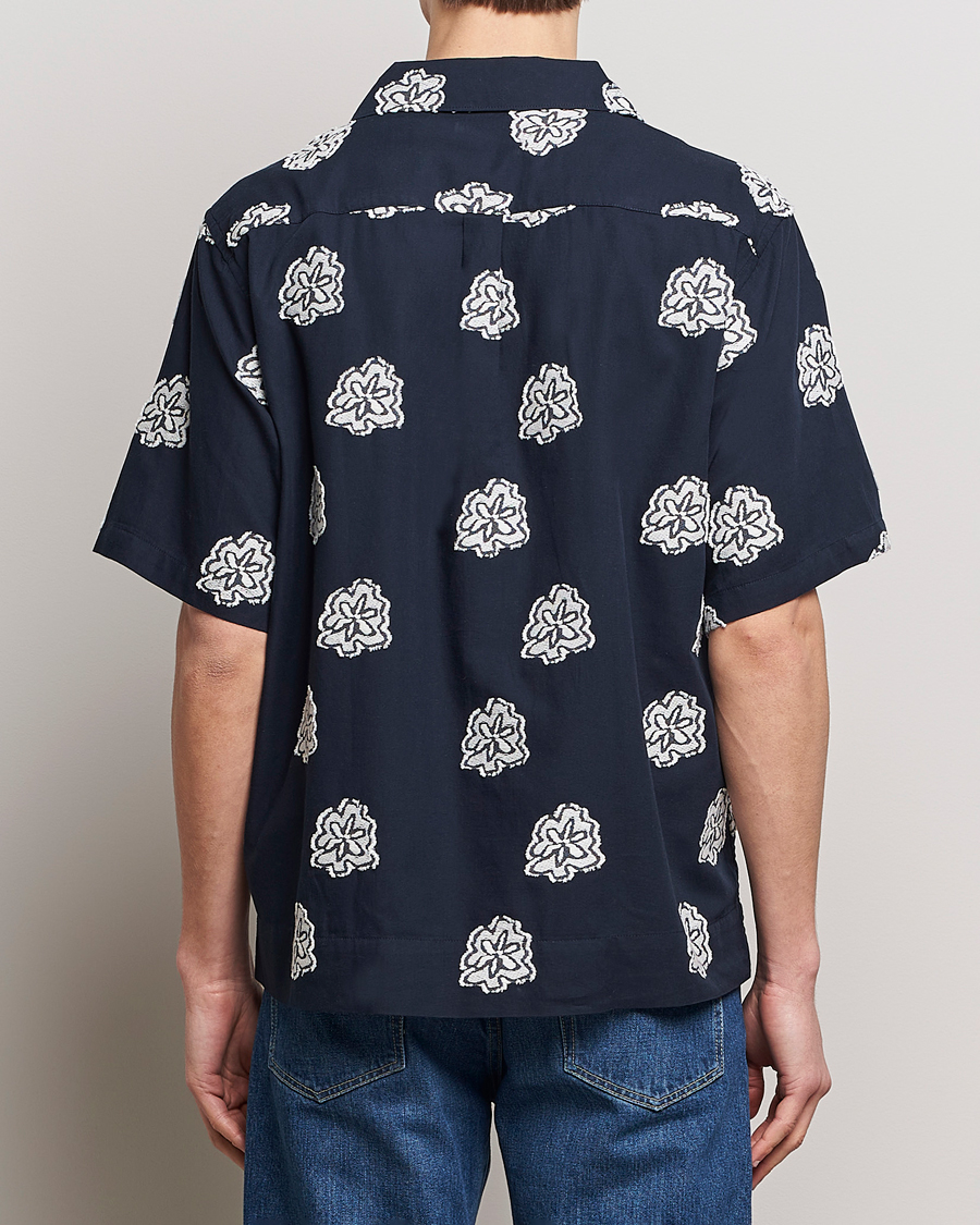 Mies | Kauluspaidat | NN07 | Leo Printed Short Sleeve Shirt Navy Blue