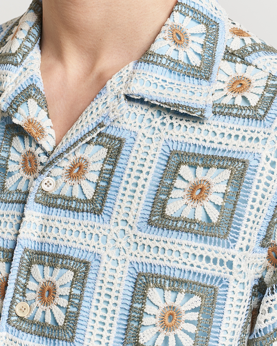 Mies | Kauluspaidat | NN07 | Julio Knitted Croche Flower Short Sleeve Shirt Multi