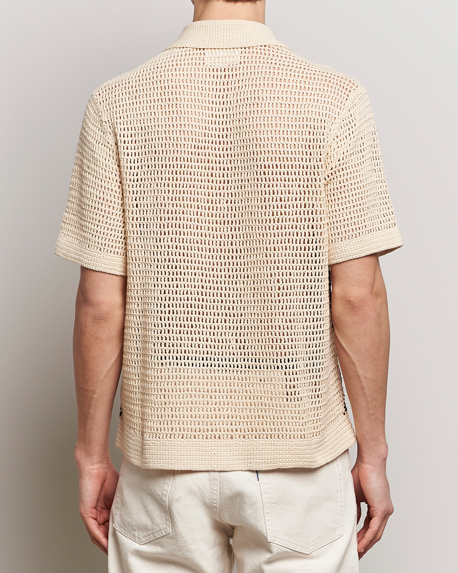 Mies | Kauluspaidat | NN07 | Nolan Croche Knitted Short Sleeve Shirt Ecru