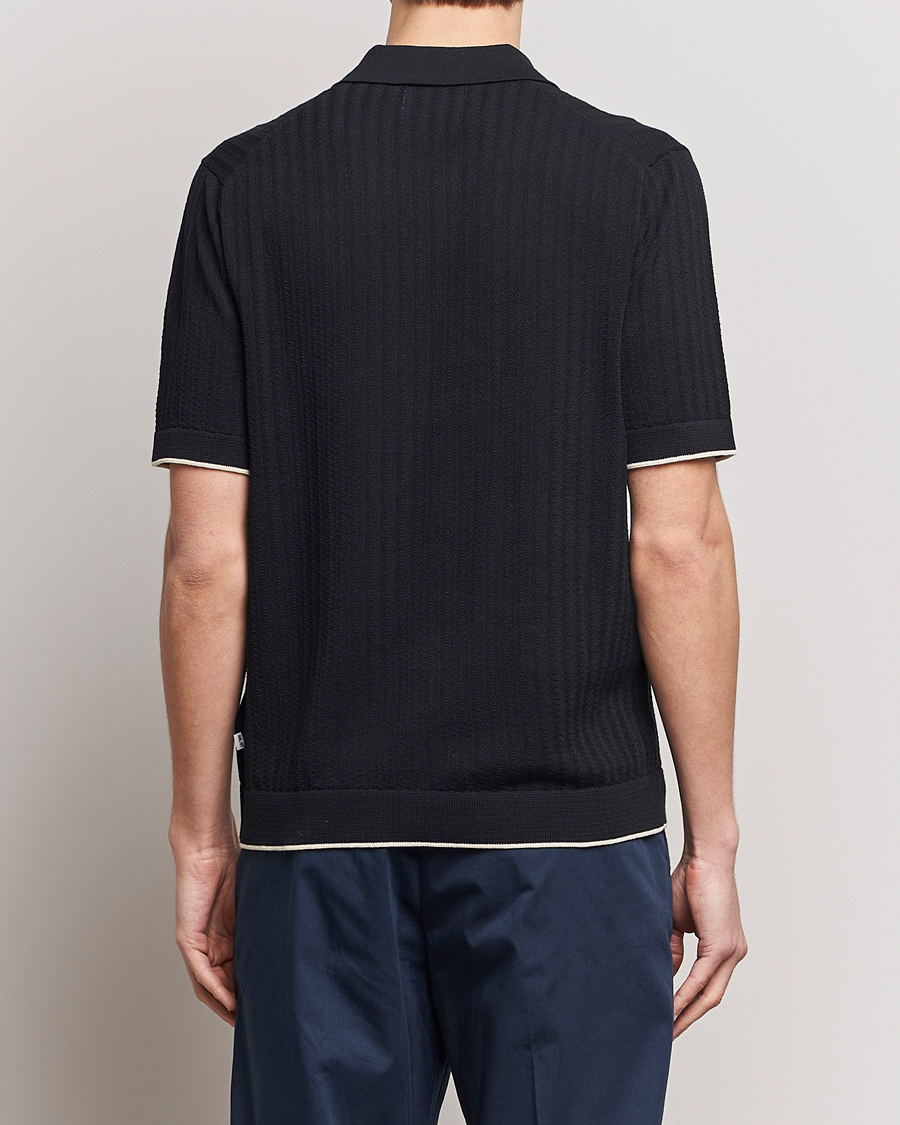 Mies | Kauluspaidat | NN07 | Nalo Structured Knitted Short Sleeve Shirt Navy Blue