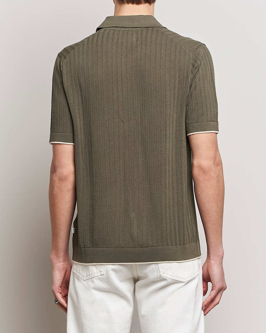 Mies | Kauluspaidat | NN07 | Nalo Structured Knitted Short Sleeve Shirt Green