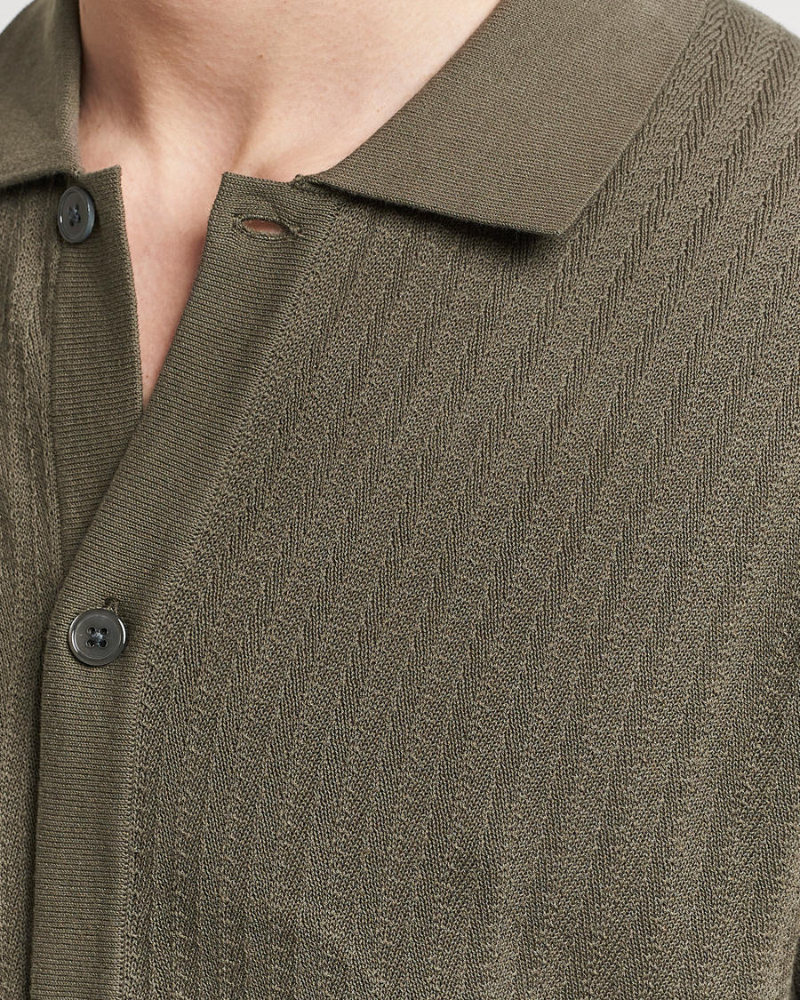 Mies | Kauluspaidat | NN07 | Nalo Structured Knitted Short Sleeve Shirt Green