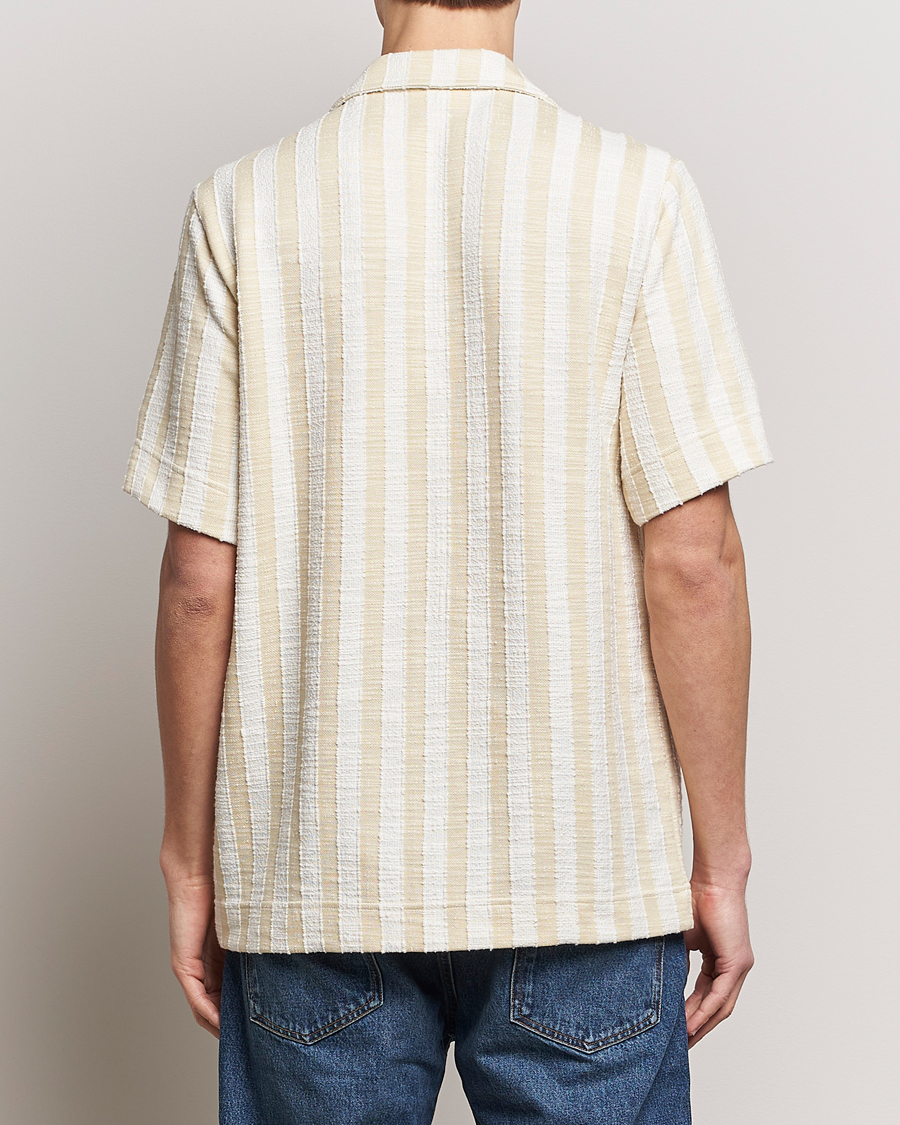 Mies | Kauluspaidat | NN07 | Julio Striped Short Sleeve Shirt Khaki/White