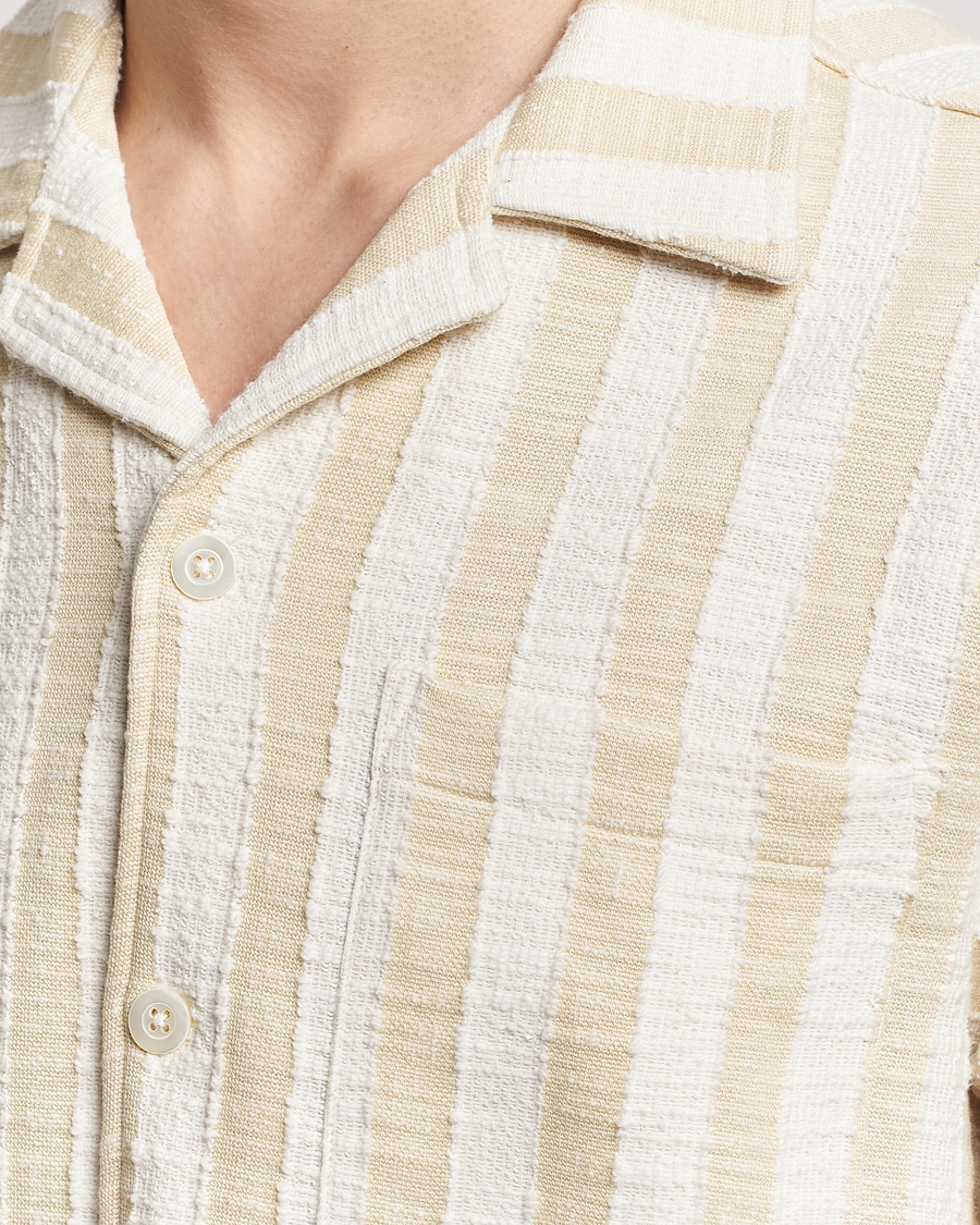 Mies | Kauluspaidat | NN07 | Julio Striped Short Sleeve Shirt Khaki/White