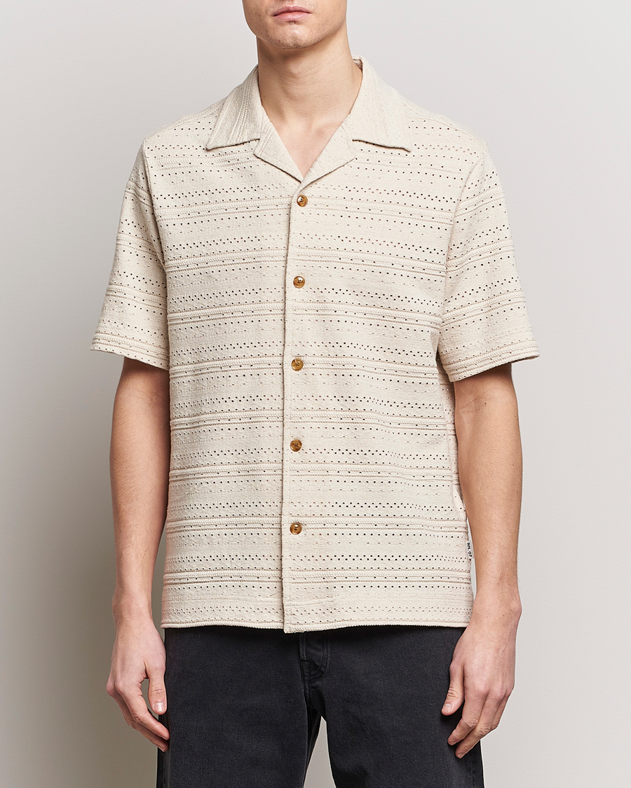 Mies | Kauluspaidat | NN07 | Julio Knitted Short Sleeve Shirt Ecru