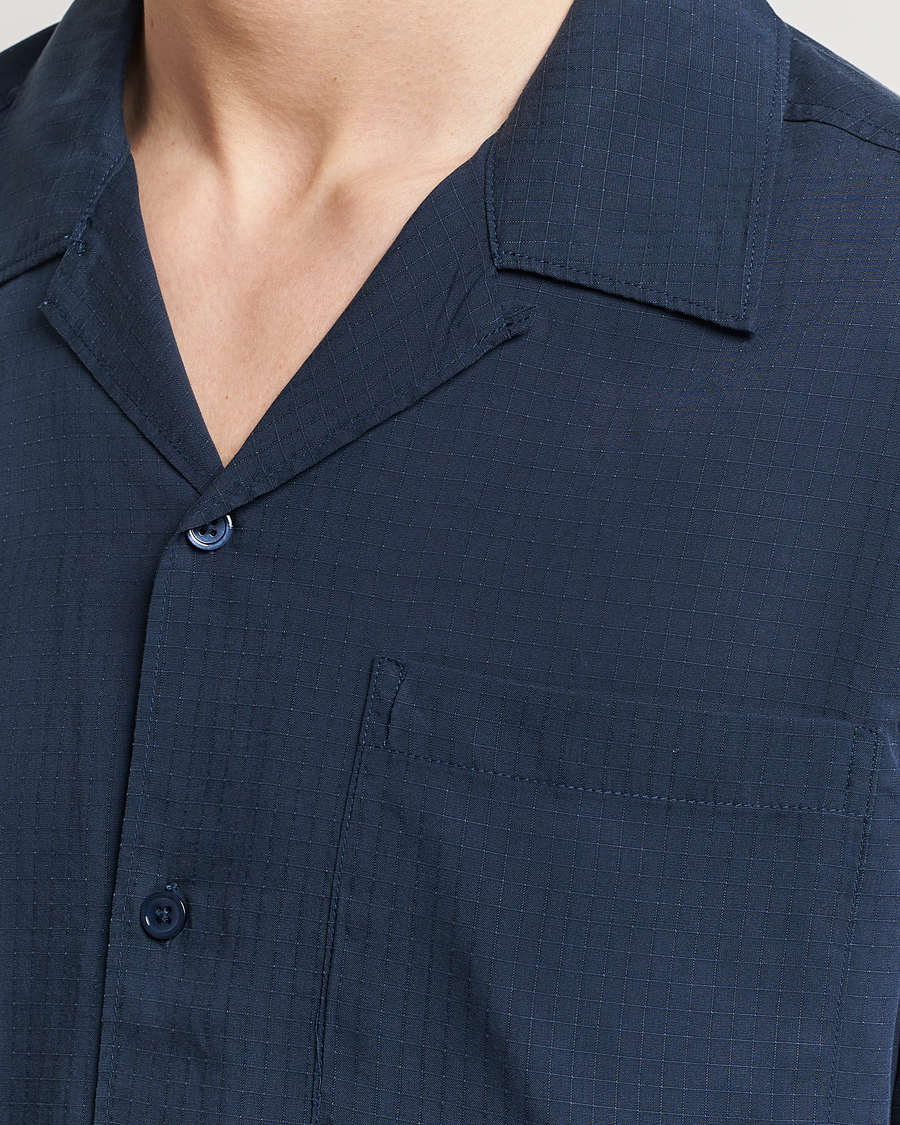 Mies | Kauluspaidat | NN07 | Julio Ripstop Short Sleeve Shirt Navy Blue