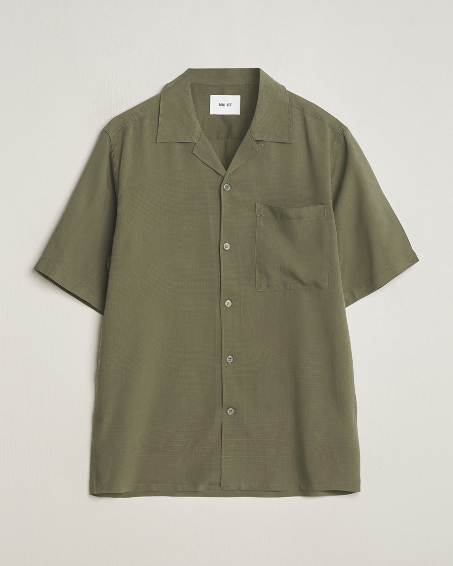 Mies | Kauluspaidat | NN07 | Julio Ripstop Short Sleeve Shirt Capers Green