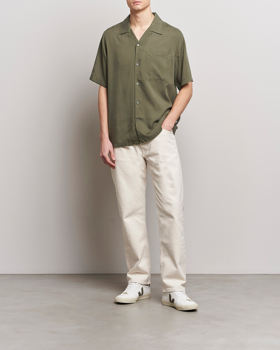 Mies | Kauluspaidat | NN07 | Julio Ripstop Short Sleeve Shirt Capers Green