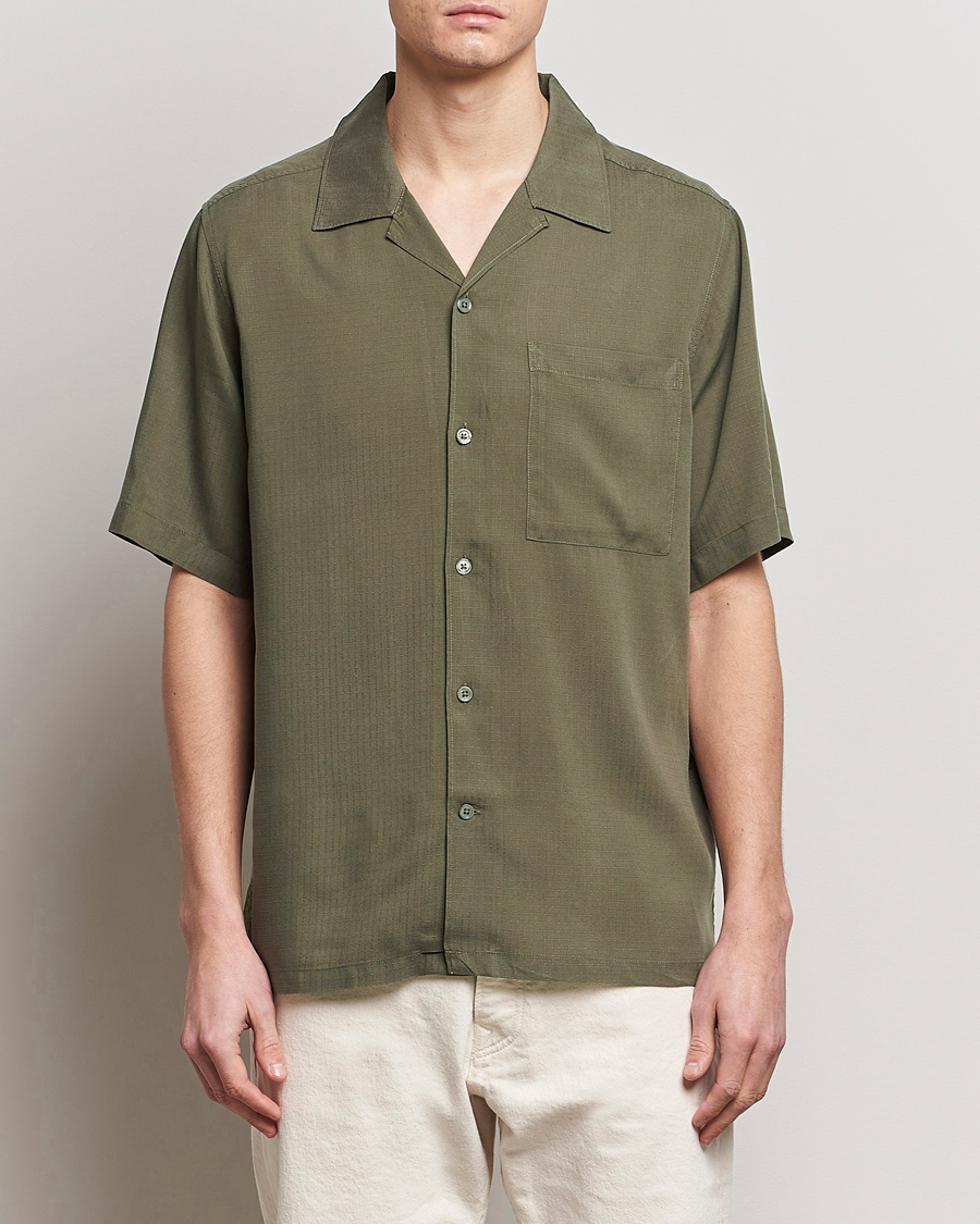 Men | Short Sleeve Shirts | NN07 | Julio Ripstop Short Sleeve Shirt Capers Green
