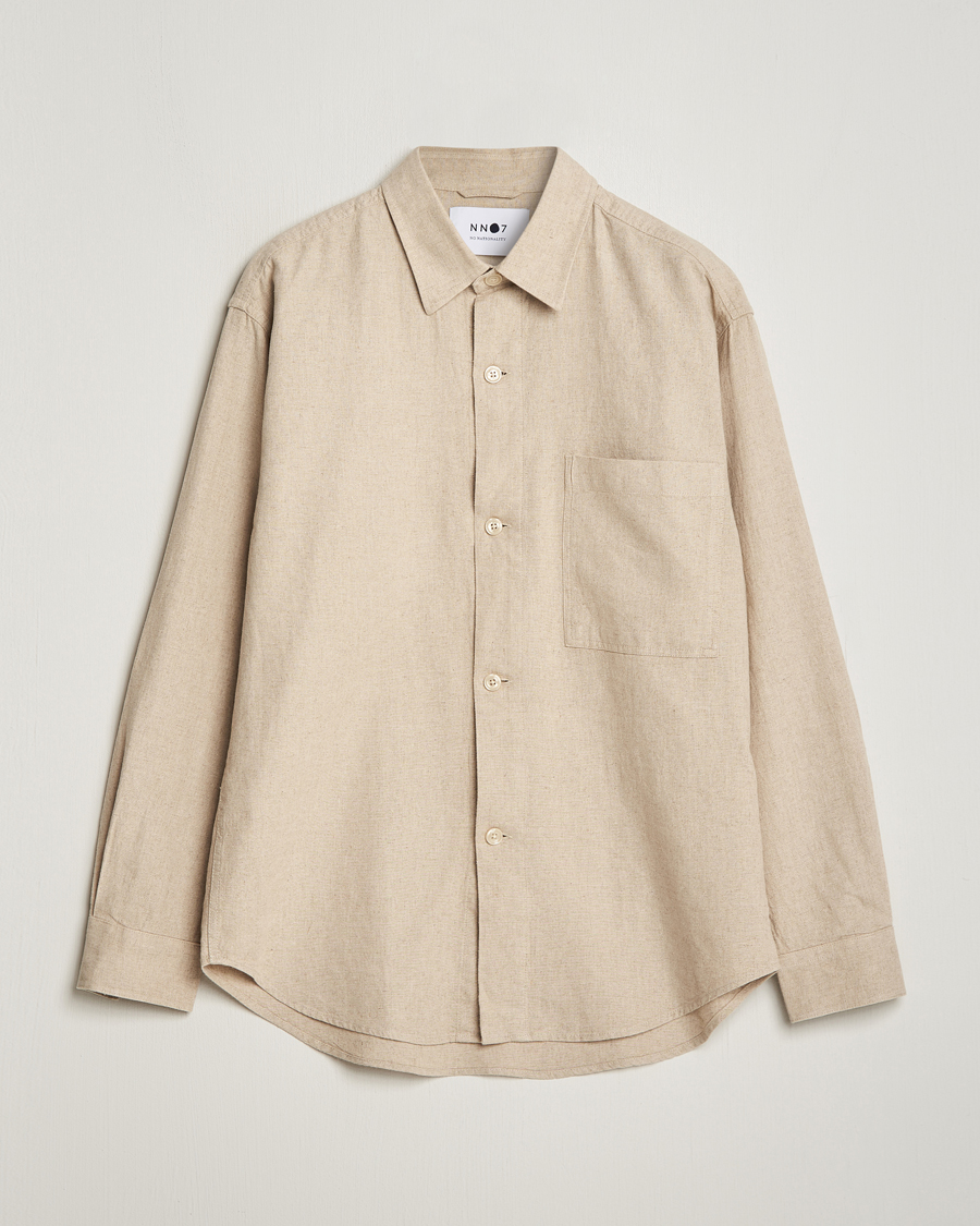 Mies | Kauluspaidat | NN07 | Adwin Linen Overshirt Oatmeal