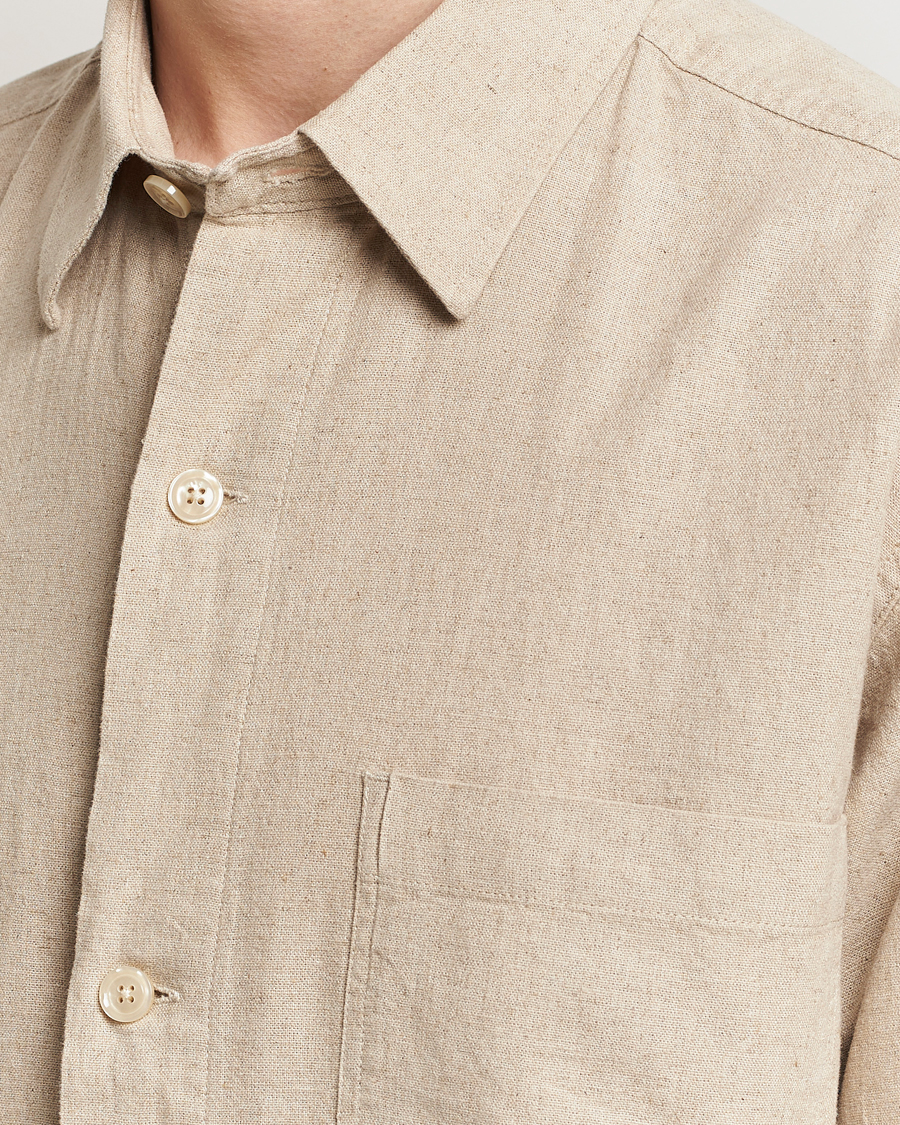 Mies | Kauluspaidat | NN07 | Adwin Linen Overshirt Oatmeal