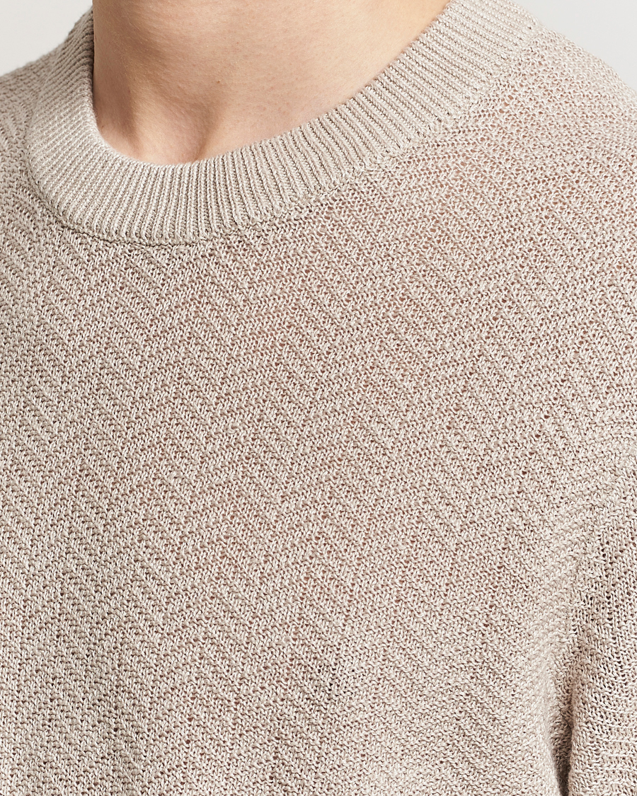 Mies | Puserot | NN07 | Jaden Knitted Linen Crew Neck Sweater Irish Cream
