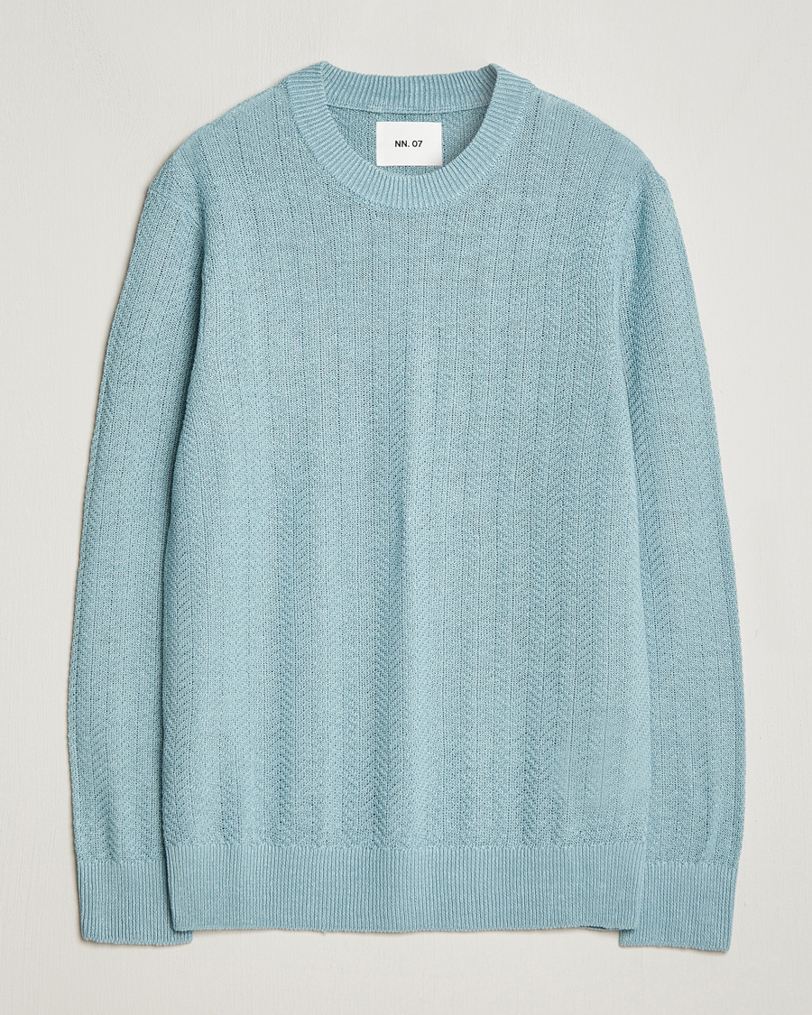 Mies | Puserot | NN07 | Jaden Knitted Linen Crew Neck Sweater Winter Sky