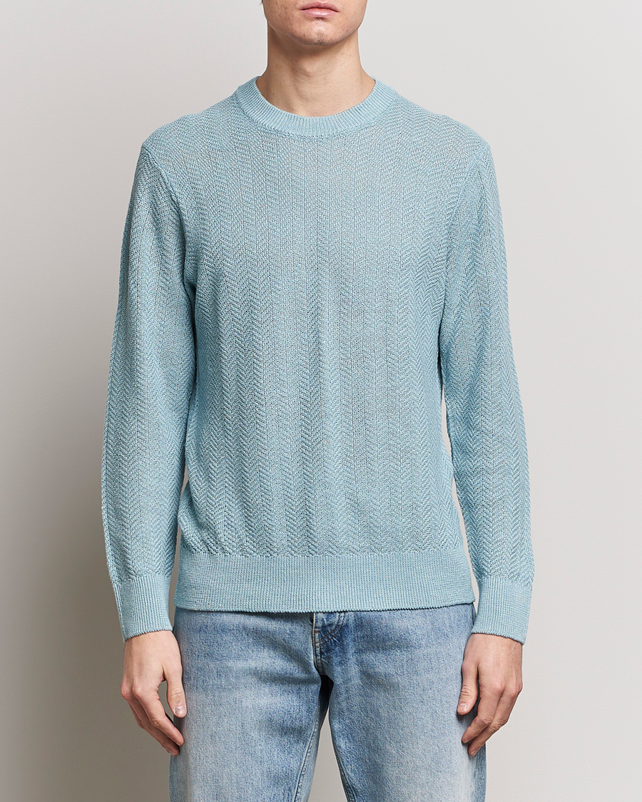 Mies | Puserot | NN07 | Jaden Knitted Linen Crew Neck Sweater Winter Sky