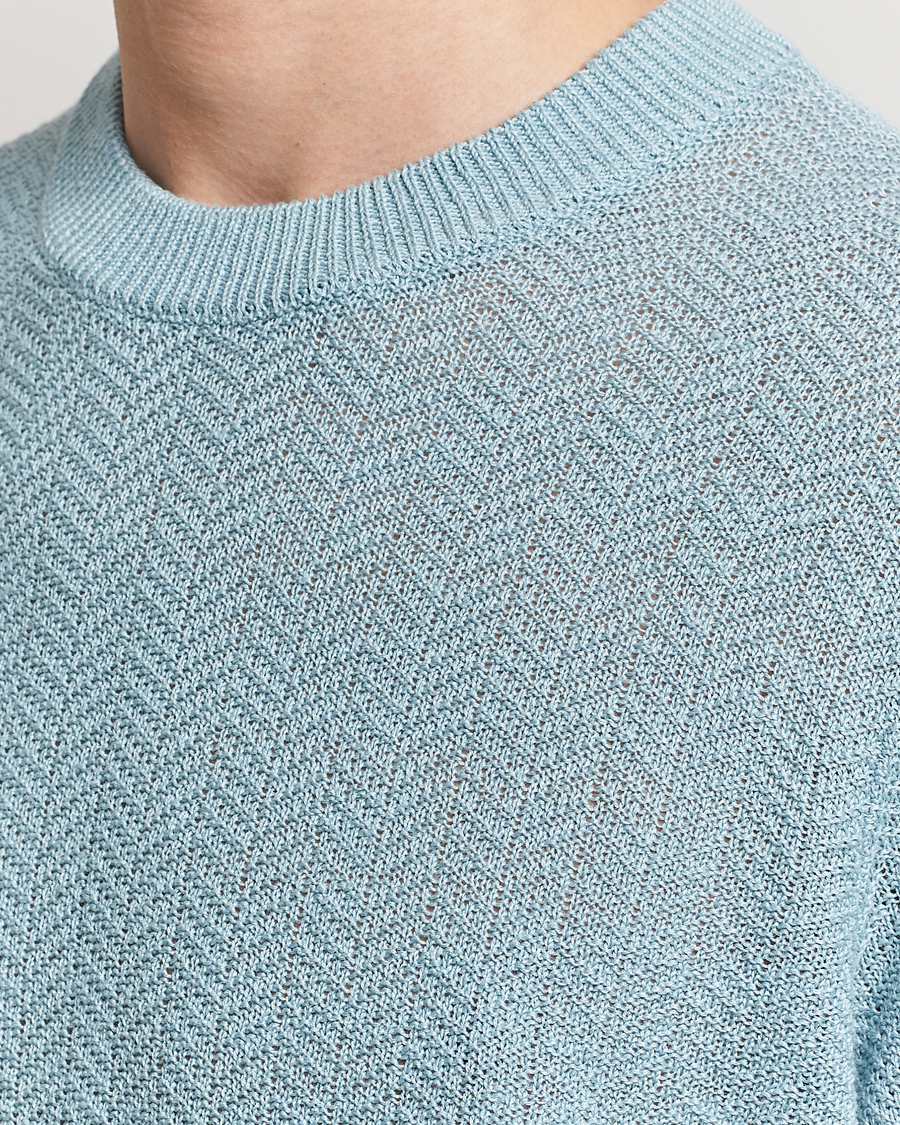 Mies | Puserot | NN07 | Jaden Knitted Linen Crew Neck Sweater Winter Sky