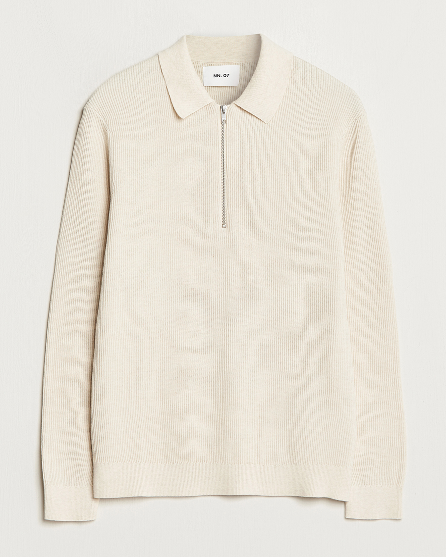 Mies | Puserot | NN07 | Hansie Knitted Half Zip Ecru