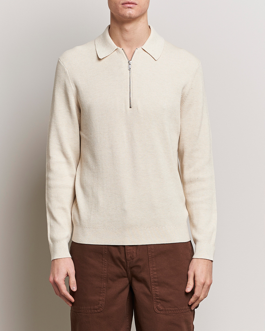 Mies | Puserot | NN07 | Hansie Knitted Half Zip Ecru
